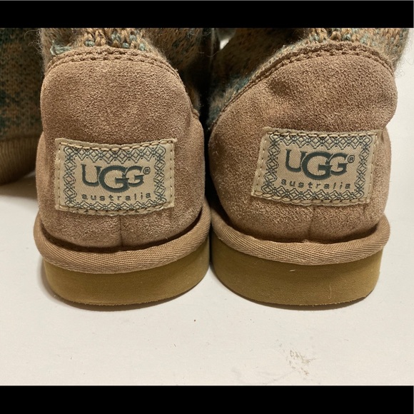 UGG tan and green plaid sweater tall boots - Picture 4 of 16